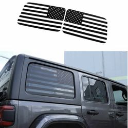 For Jeep Wrangler JL 4 Door 2007-2018 Rear Window USA Flag Decals Stickers Black