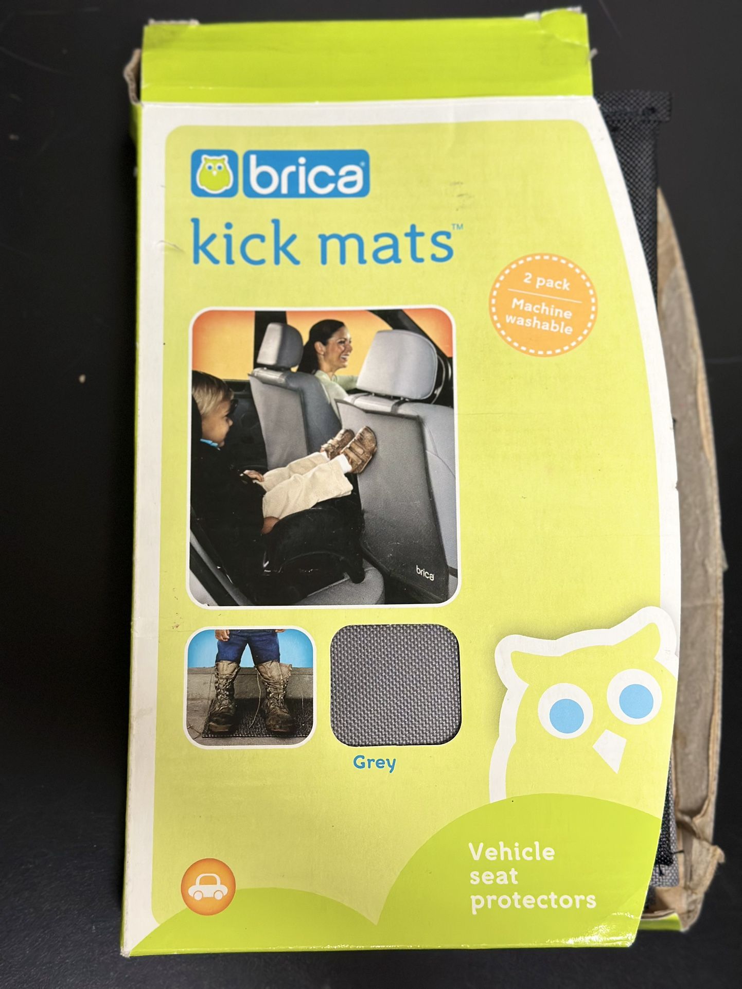 🆕 Brica Deluxe Kick Mats Car Seat Protector Grey (2pk)