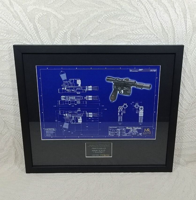 STAR WARS MASTER REPLICAS HAN SOLO BLASTER OFFICIAL BLUEPRINT LIMITED EDITION 1016/5000