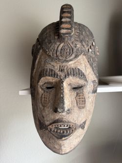 Vintage Hand-Carved Tribal Wooden Mask 