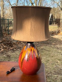 Vintage 27" MCM Drip Glaze Ceramic Table Lamp
