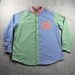 Vintage Chaps Men’s XL Color Block Plaid Button Down Long Sleeve Shirt Y2K #4A