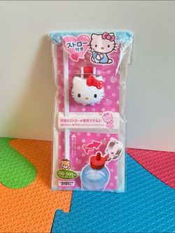 Hello Kitty Straw Cap Bottle Topper with Straw