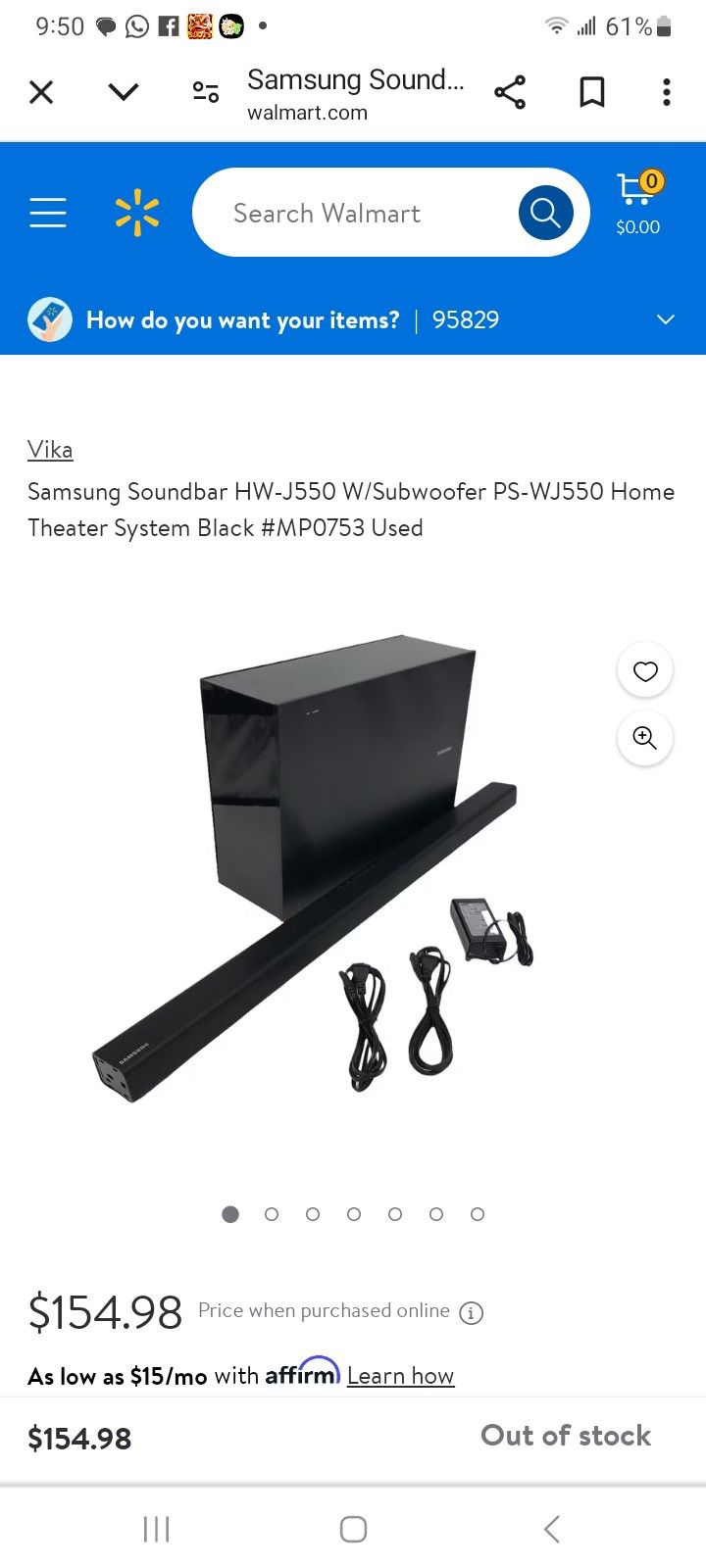 Samsung Soundbar HW J550 W/Subwoofer PS WJ550 Home