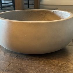 Grey Cement Shallow Outdoor Planter