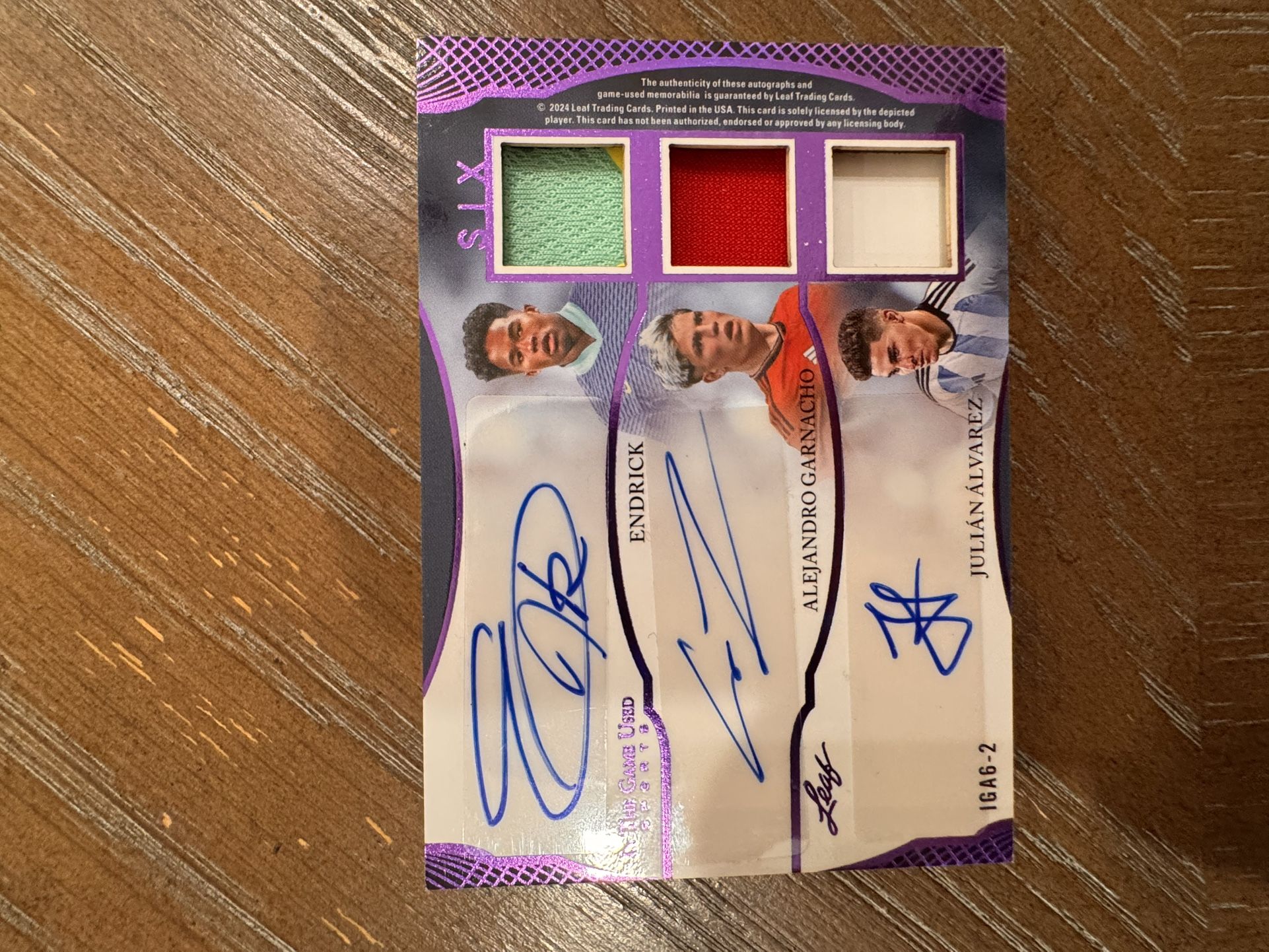 2024 Leaf In the Game Used 6 Memorabilia Autos 1/6 Endrick, Garnacho, Alvarez, Vini Jr, Pedri, Gavi