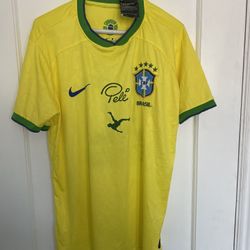 Brasil soccer jersey (#10 PELE) “Unisex” size large also fit for Medium ( price $40 new with tags