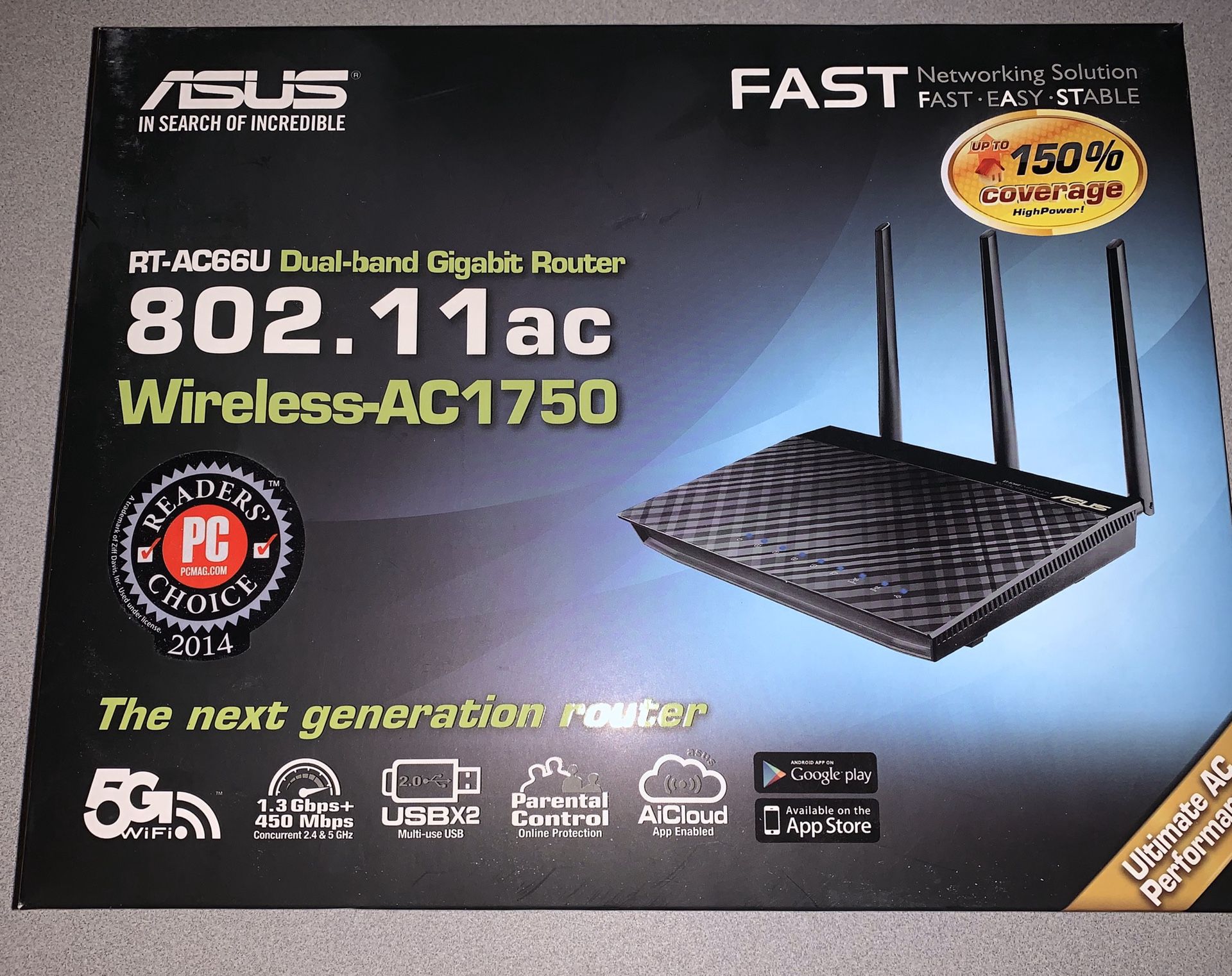 ASUS Wireless-AC1700 Dual Band Gigabit Router (up to 1700 Mbps) with USB 3.0 (RT-ACRH17)