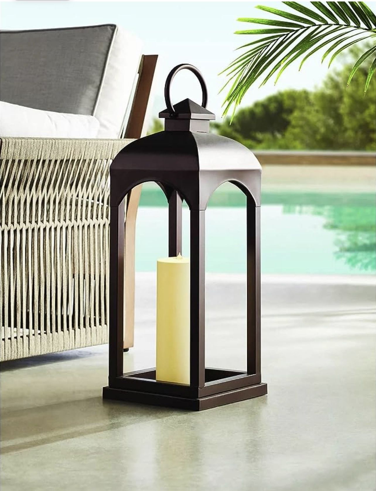 Member's Mark 28" Copper Iron Lantern with Plastic Pillar Candle