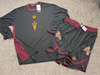 2 Adidas Arizona State Sun Devils Basketball Game Shooting Shirt & Shorts Sz.XL & 2XL