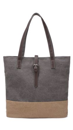 S-ZONE Women's Canvas Shoulder Hand Bag Tote Bag, Grey