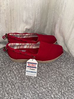 Skechers BOBS Red Canvas Slip-On Shoes
