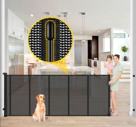 42” Extra Tall x 80” Wide Retractable Baby & Pet Gate – Black