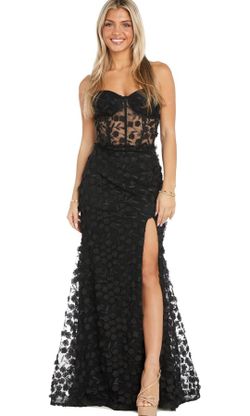 Corset Dress W/Illusion Bodice, Detachable Straps & Side Slit