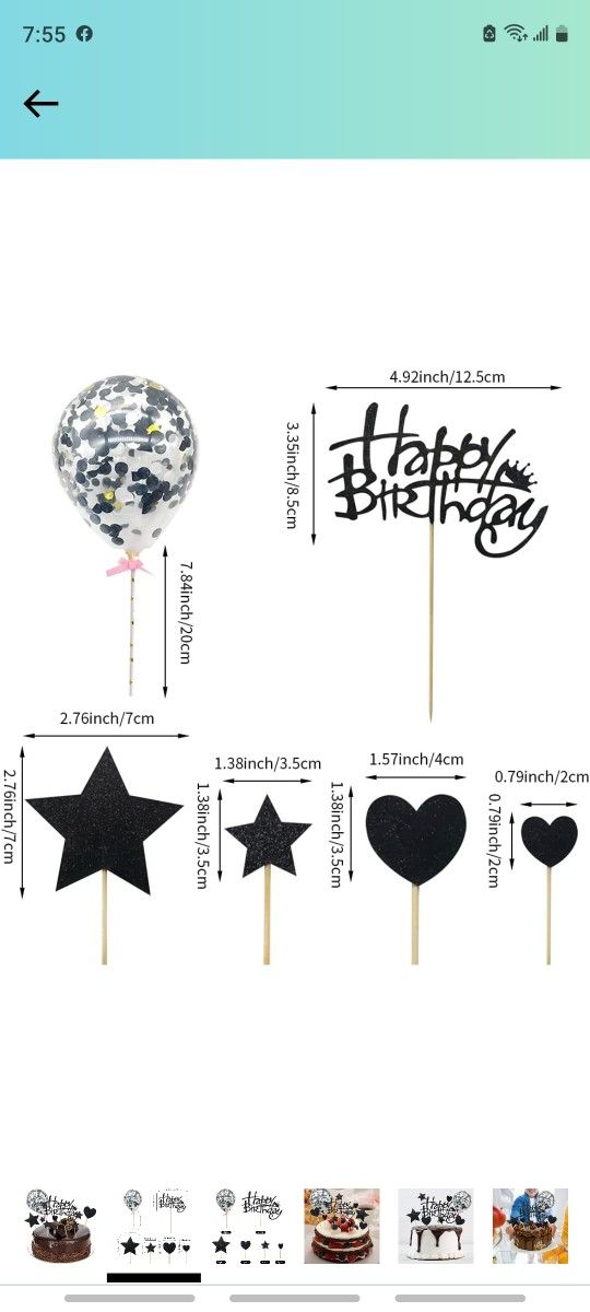 28Pcs Happy Birthday Cake Toppers Glitter Black Star Cupcake Toppers Cake Decorations Party Supplies