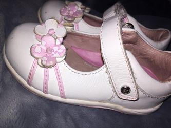 White with pink flats