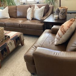 Abbyson  Leather Couch And Chair