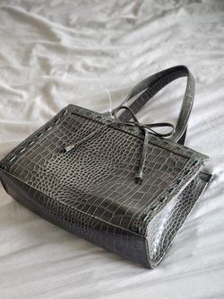 Liz Claiborne, Bags, Liz Claiborne Black Crocodile Print Patent Leather  Shoulder Bag