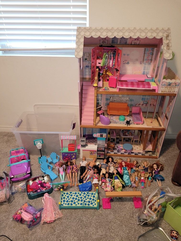 Barbie Set (House, Barbies, Clothes, Accessories)