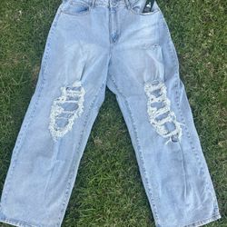 Wild Fable Women's Super-High Rise Baggy Distressed Jeans Light Wash Size 18x34