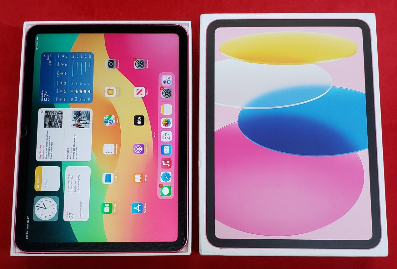 Apple iPad 10th Gen 64GB Wi-Fi 10.9" Tablet with Box - Pink - A2696 - 10th Generation - No Charger - Working 