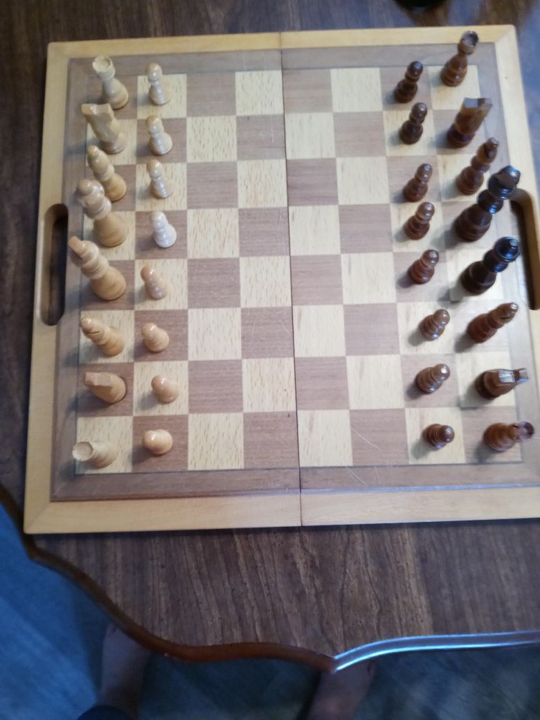 Wood Chess and Backgammon NEW