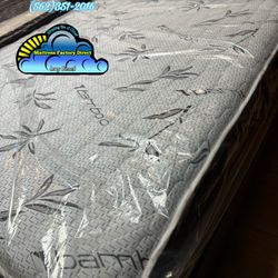 Queen Black Bamboo Mattress And Box Set New Cama 