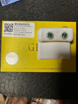 925 Sterling Silver Emerald Moissanite Halo Earrings