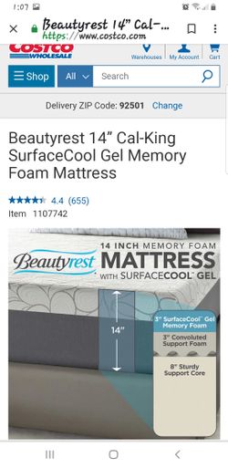 Beautyrest 14” Cal-King SurfaceCool Gel Memory Foam Mattress