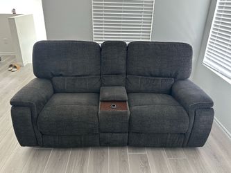 Powered Loveseat Recliner with Wireless Charging and Cupholders