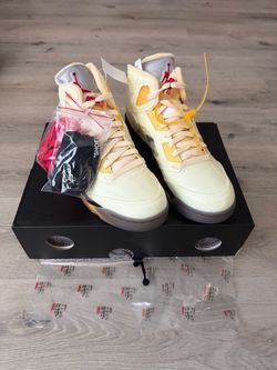 Off-White x Air Jordan 5 Sail Sneakers
