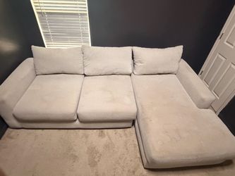Light Gray Fabric Sectional Sofa with Chaise
