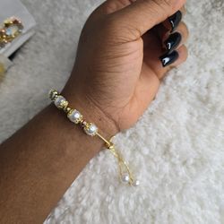 Amy Pearl Push Pull Bracelet 18K Gold-plated Brass 