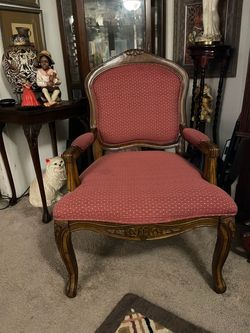Pair of Vintage Chateau D’AX French Louis XV Style Burgundy Berger Chairs