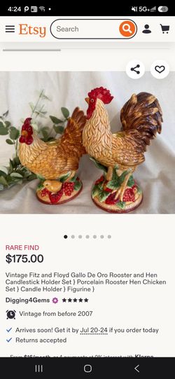 Vintage rooster candle holders rare find