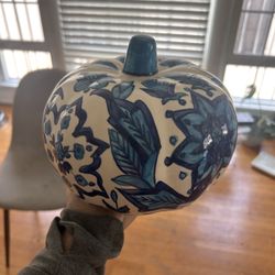 Decorative Ceramic Pumpkin For Fall Blue Color