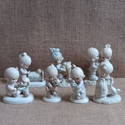 Vintage Precious Moments Collectibles, Lot Of 7 Precious Moments Figures
