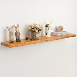 New Floating Shelf 48in - Solid Elm Wood, Never Used (In Box)