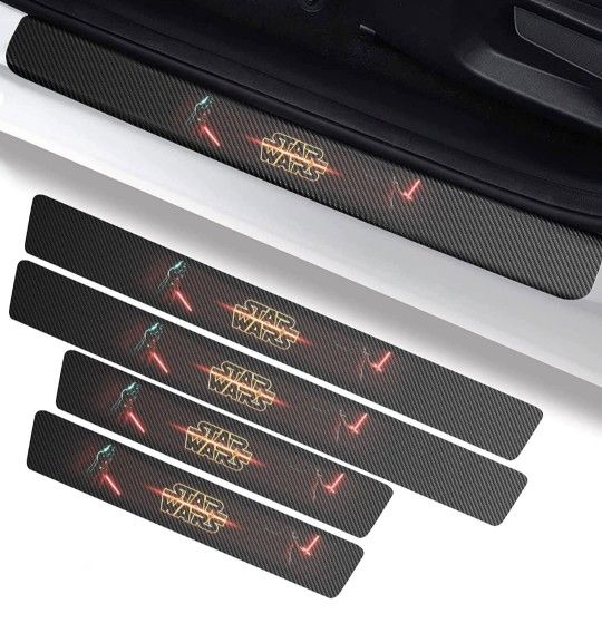 Intertest for Star Wars Car Door Threshold Stickers Door Step Protective Film,Carbon Fiber Car Door Edge Guards Door Sill Protector,Step Scratch Prote