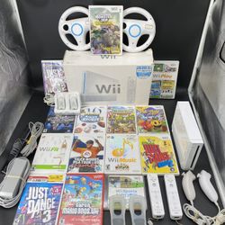 Wii Console Bundle With 14 Games Super Mario Bros + Wii Sports + Just Dance + Wii Play + Wii Music + PAC Man Party + Monster Jam Racing 