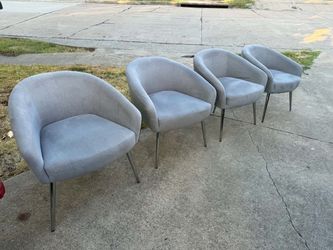 4- Gray Fabric Arm Chairs Set
