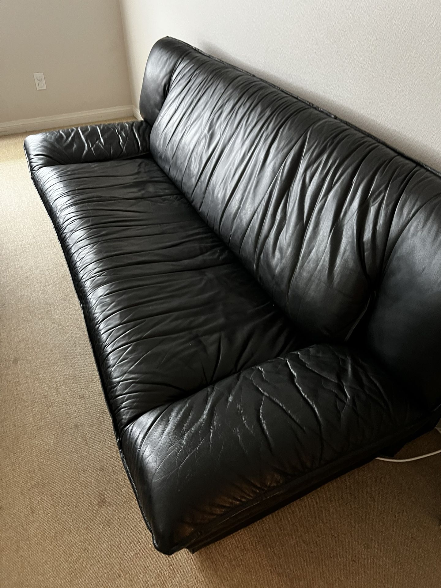 Black German Leather Sofa