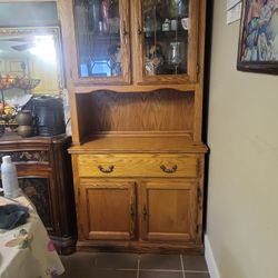 Vintage Real Oak China Hutch 
