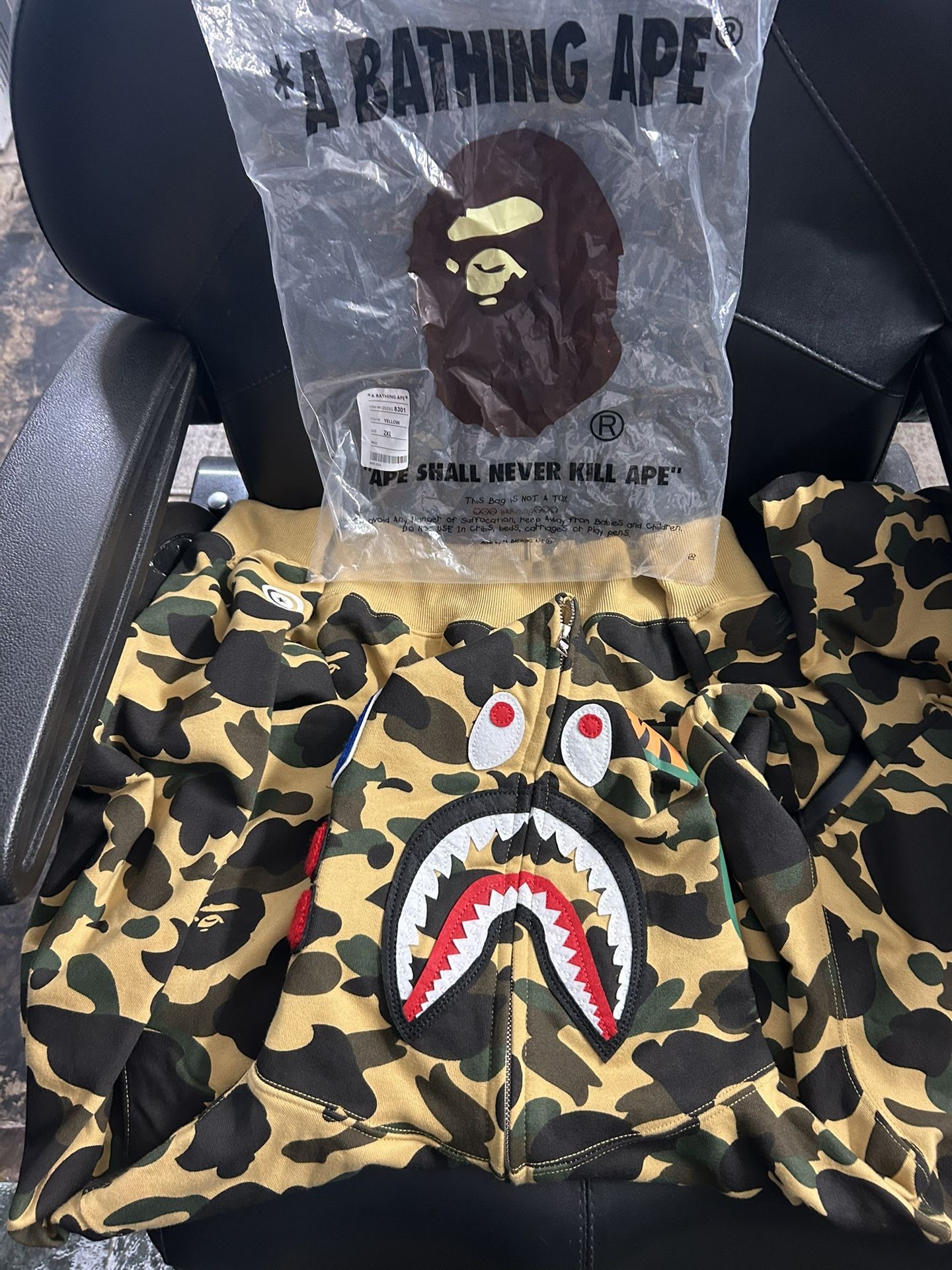 BAPE 1st Camo Shark Full Zip Hoodie Yellow