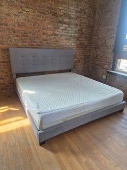 Grey King Size bed with mattress