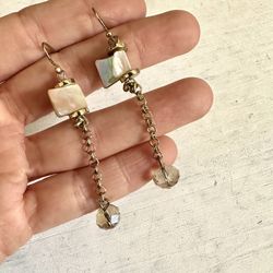 Long Abalone Chain Earrings 