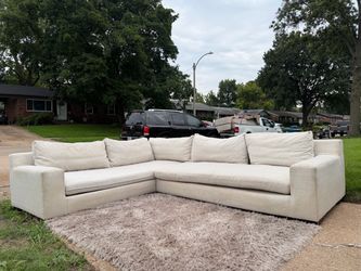 FREE DELIVERY !!️ Large Beige Feather-Down Sectional • Deep Oversized Seating