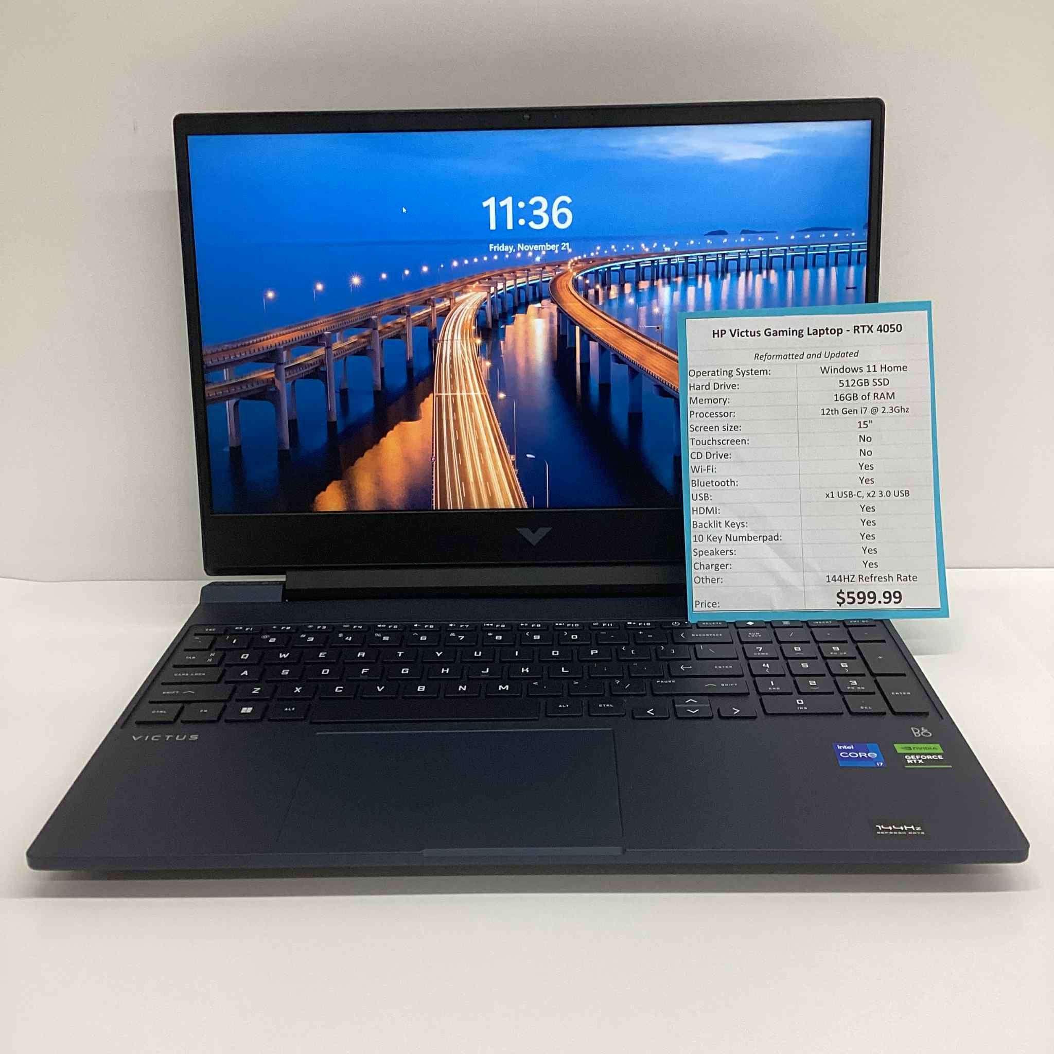 15.6” HP Victus Gaming Laptop - RTX 4050 - 16GB RAM