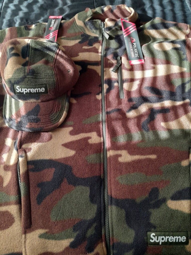 Supreme Woodland Camo Polar Tech Zip Up Jacket Size XL DS