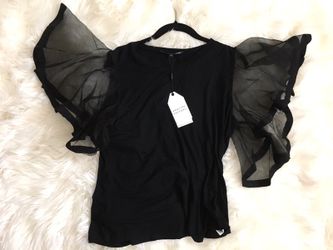 New English Factory ruffle sleeve top L